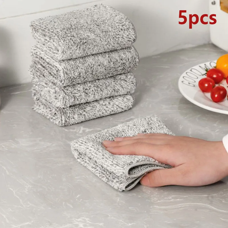 5pcs Strong Cleaning Cloth Dish Washing Microfiber Cleaning Towel Dish Cloth