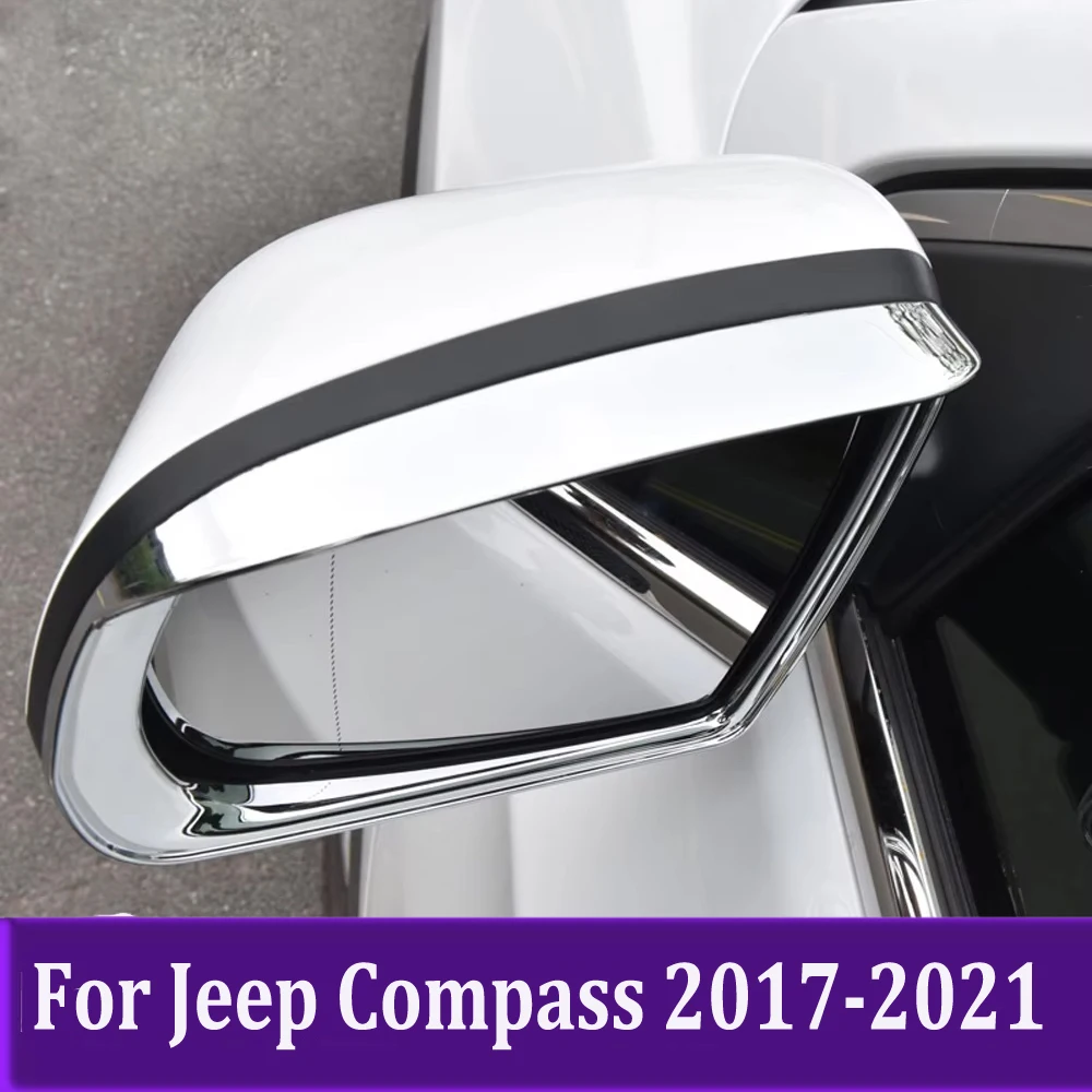 Rearview Mirror Rain Shade Visor Trim For Jeep Compass 2017-2019 2020 2021 Mirror Eyebrow Cover Sticker Accessories Car-styling