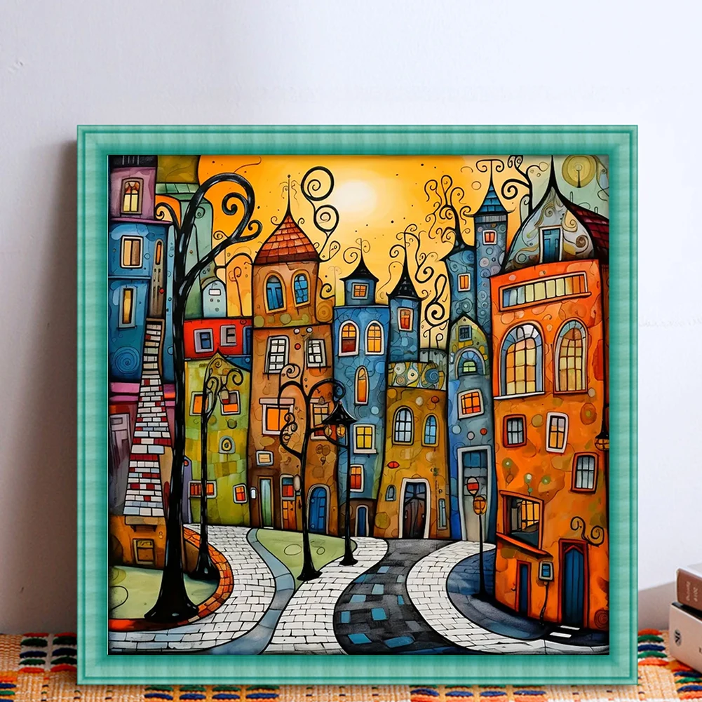 

Набор для вышивки крестом с принтом дома 40x40 см, набор для вышивания «сделай сам», 18CT, домашний декор