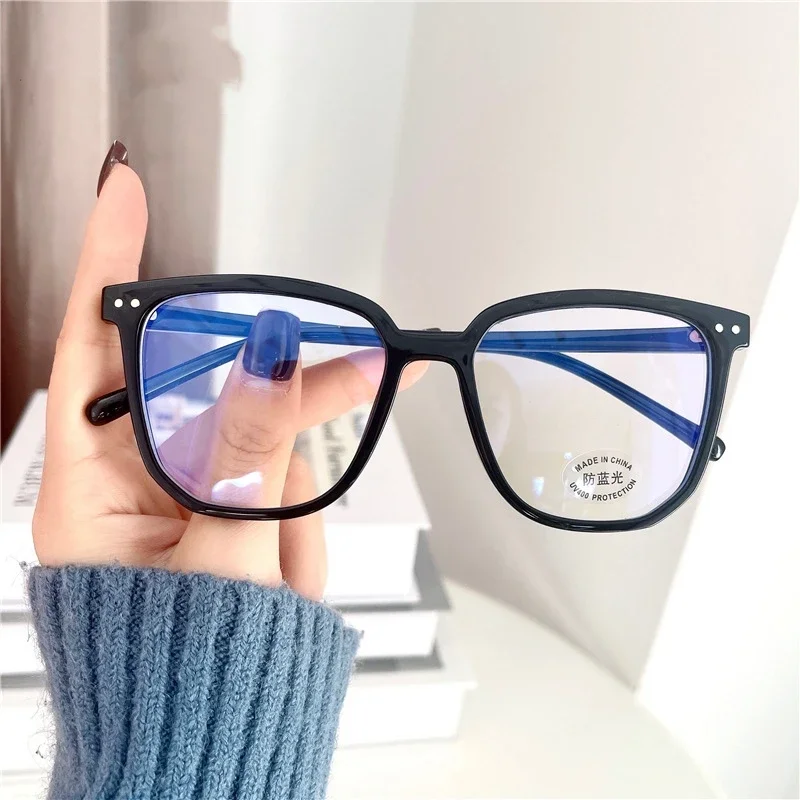 Ladies Sqaure Large Frame Blue Light Blocking Glasses Classic Short Sighted Prescription Eyewear Men Women Vintage Retro Myopia