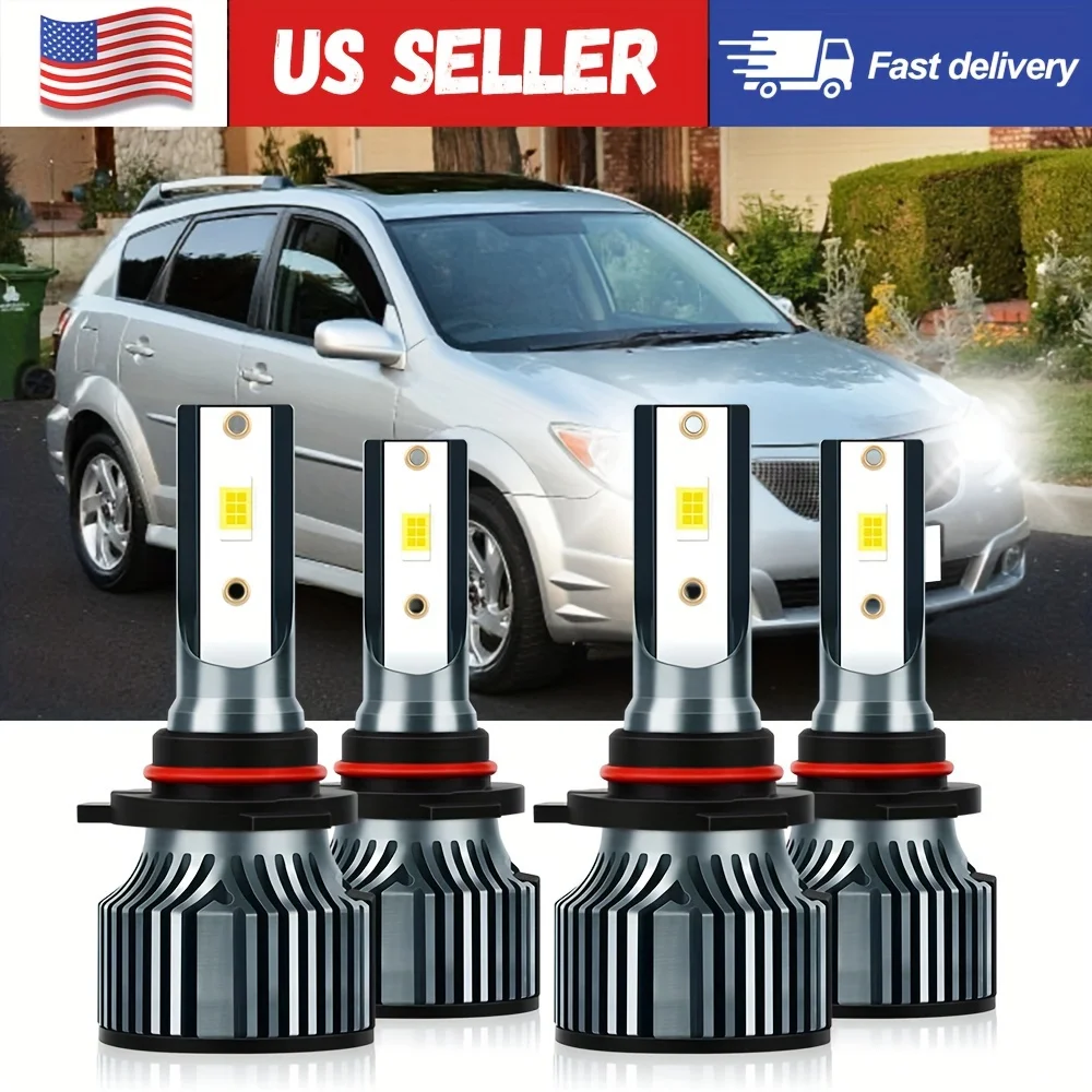 Fit For Pontiac Aztek (2001-2005), Headlight 9005 High Beam 9006 Low Beam Light Bulbs CSP Bright Chip Very Fast Silent Fan 4pcs