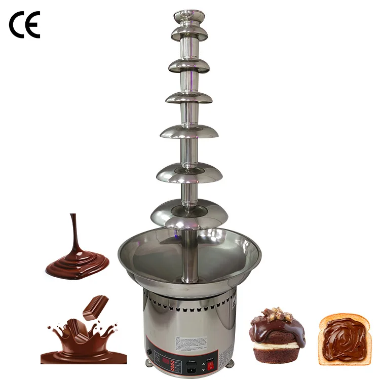 

Коммерческая 7-уровневая машина для темперирования шоколада, шоколадный фонтан из нержавеющей стали, электрический нагреватель и дозатор для коммерческого использования