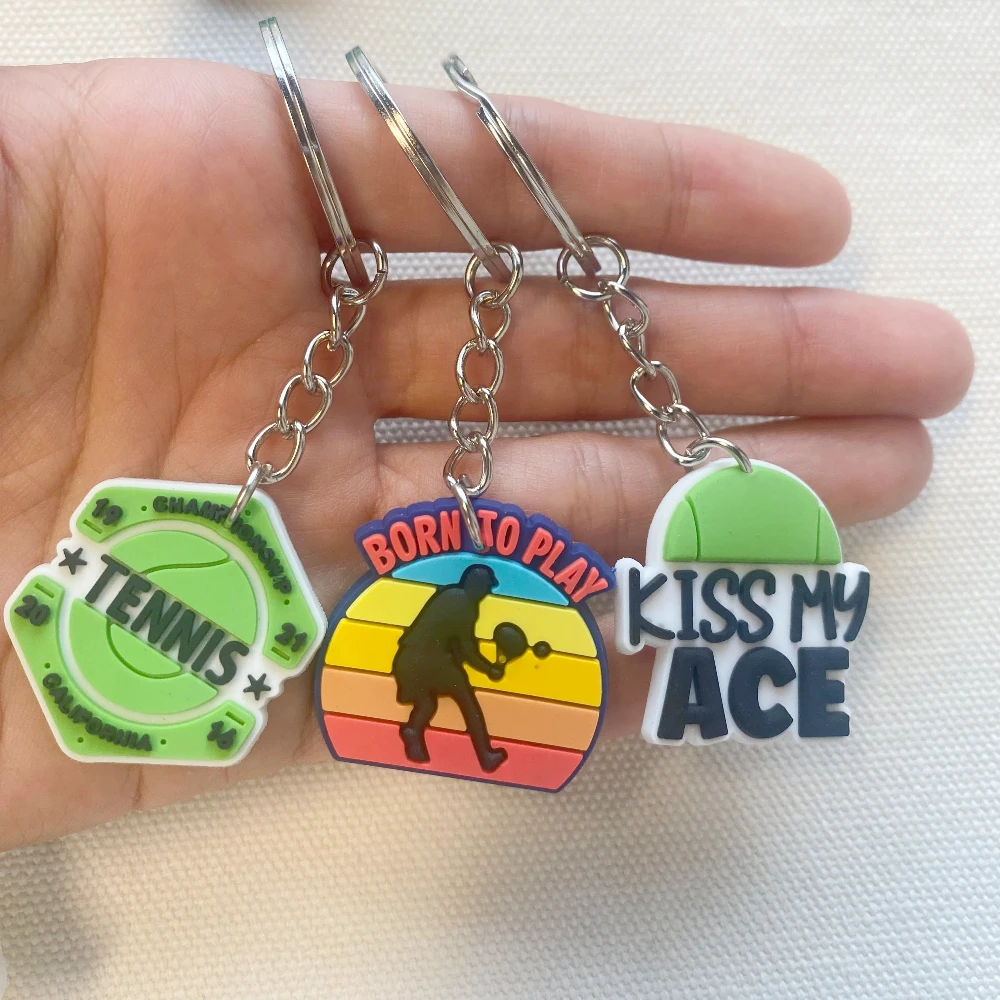 10 Pcs Tennis Keychain Party Favors  Racket Key Rings for Sports Lovers, Team Gifts, and Game Supplies
