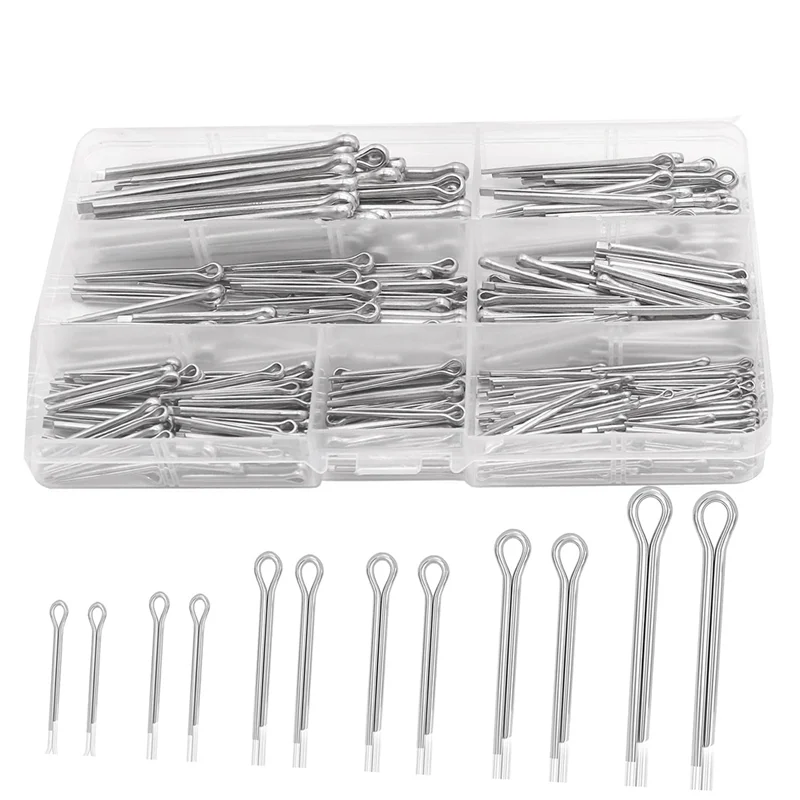 

345Pcs 304 Stainless Steel Cotter Pin Assortment Kit M1.6/M2.5/M3.2/M4 6 Sizes for Car,Lawn Mowers