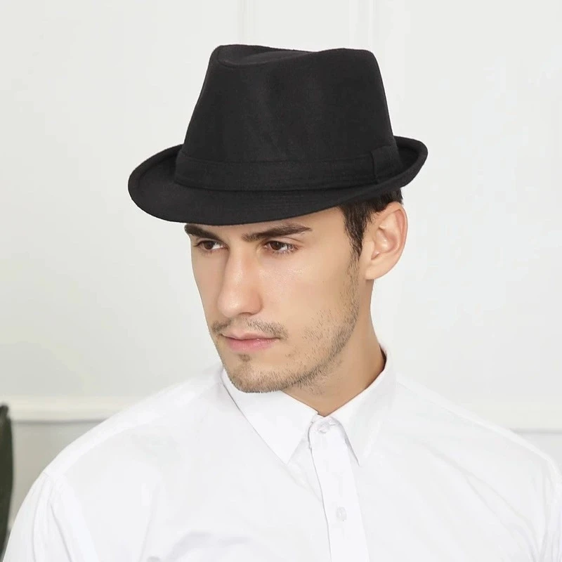 Hut für Männer, neuer Herbst-Winter-Stil, britischer Stil, Herren-Jazzhut, einfache schlichte Wollmütze, mittleres Alter und ältere Menschen, Gentleman-Hut – Detail 3