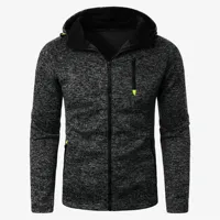 Men's Stylish Solid Color Thin Wool Long - Sleeved Hooded Jacket With Side Zipper Pockets Ideal for Outdoor Activities