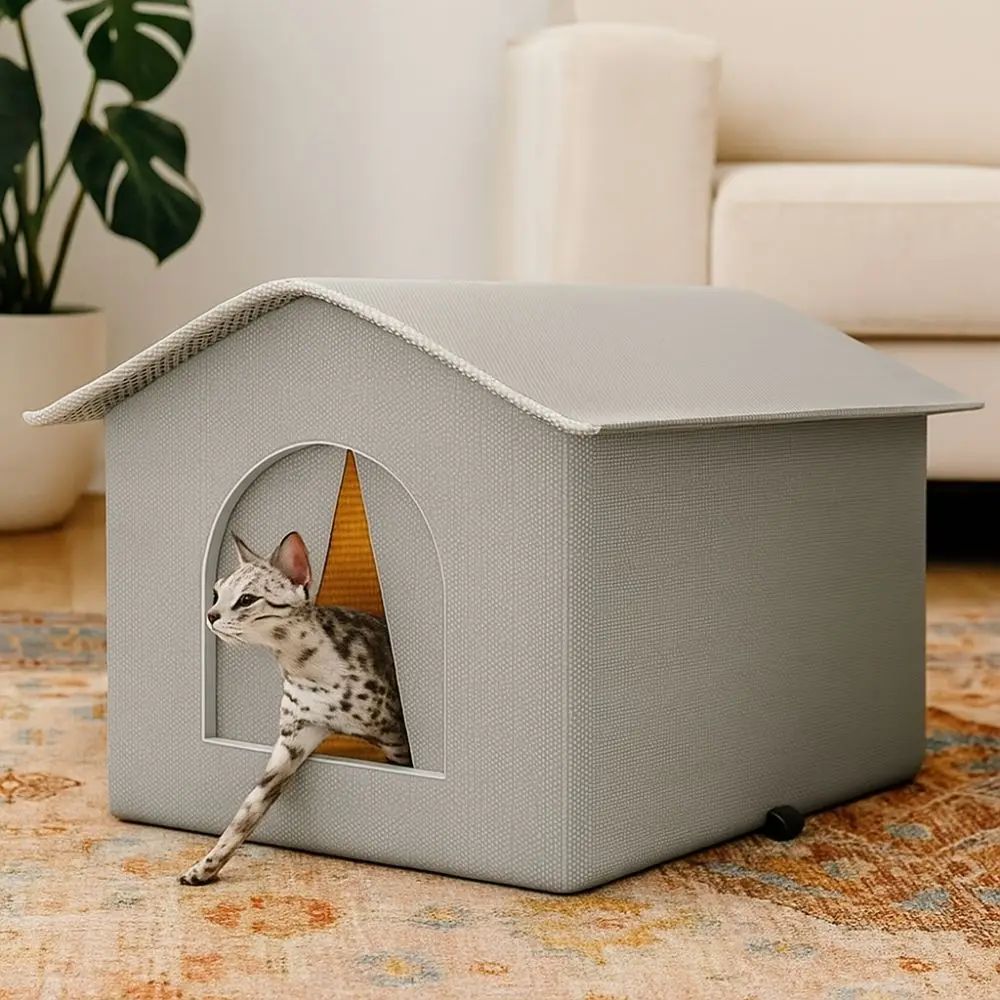 

Universal Waterproof Insulated Cat House Warm Enclosed Feral Cat Shelter Foldable Pet Condos Camping