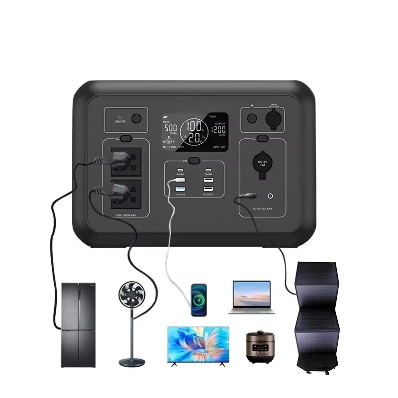 A-grade EV-level LiFePO4 Batter Support Solar Charging 1200w Portable Power Station With UPS Function