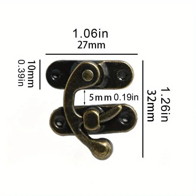 10PCS/bag Vintage Metal Hardware Furniture Wooden Box Leather Bag Hardware Decorative Latch Clasps Lock Padlock Hasp