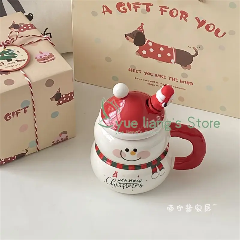 A snowman cup wearing a scarf ,Christmas Gift Cup, Cute Ceramic Mug, High Beauty Coffee Drinking Cup for Girls