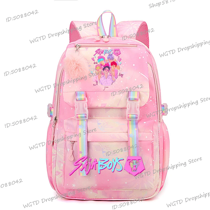 

KPop Demon Hunters Anime Bags Women Lovely Saja Boys Design Middle Students School Bag Funny Boys Girls Large Travel Knapsack