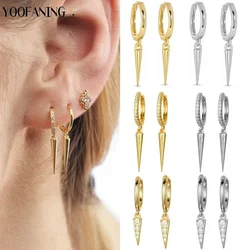 YUXINTOME 925 Sterling Silver Ear Needle Rivet Cone Buckle Piercing Huggie Hoop Earrings for Women Jewelry Accessories Earrings