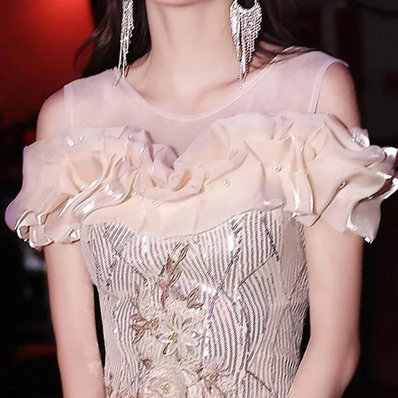 2025 Sequined Figure Hugging Mermaid Evening Dresses Woman Elegant One Shoulder Cocktail Dress Fashion Ethereal Slim Elongating