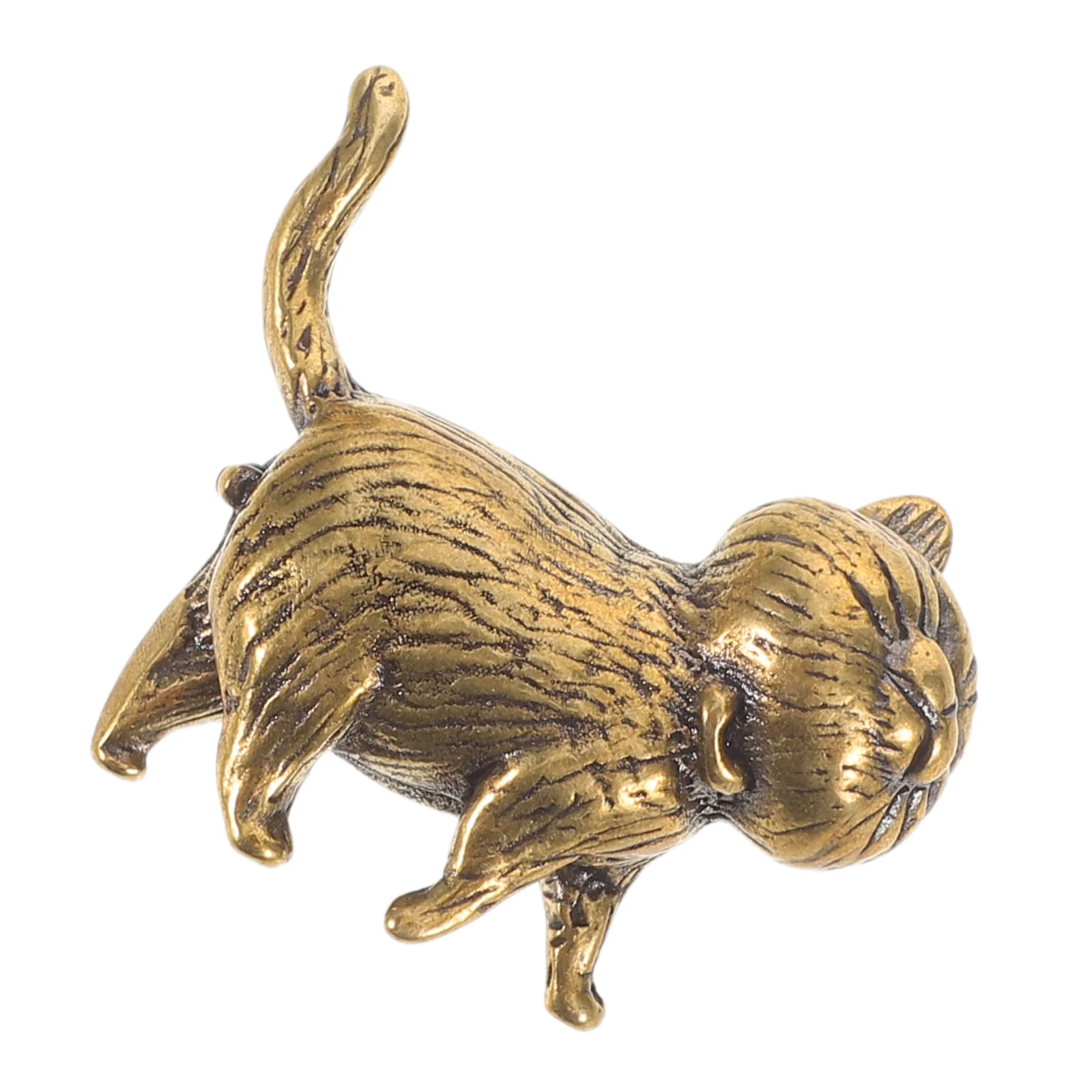 

Vintage Brass Cat Sculpture Small Fortunate Cat Trinket for Good Luck and Positive Energy Gift Chinese Tea Pet