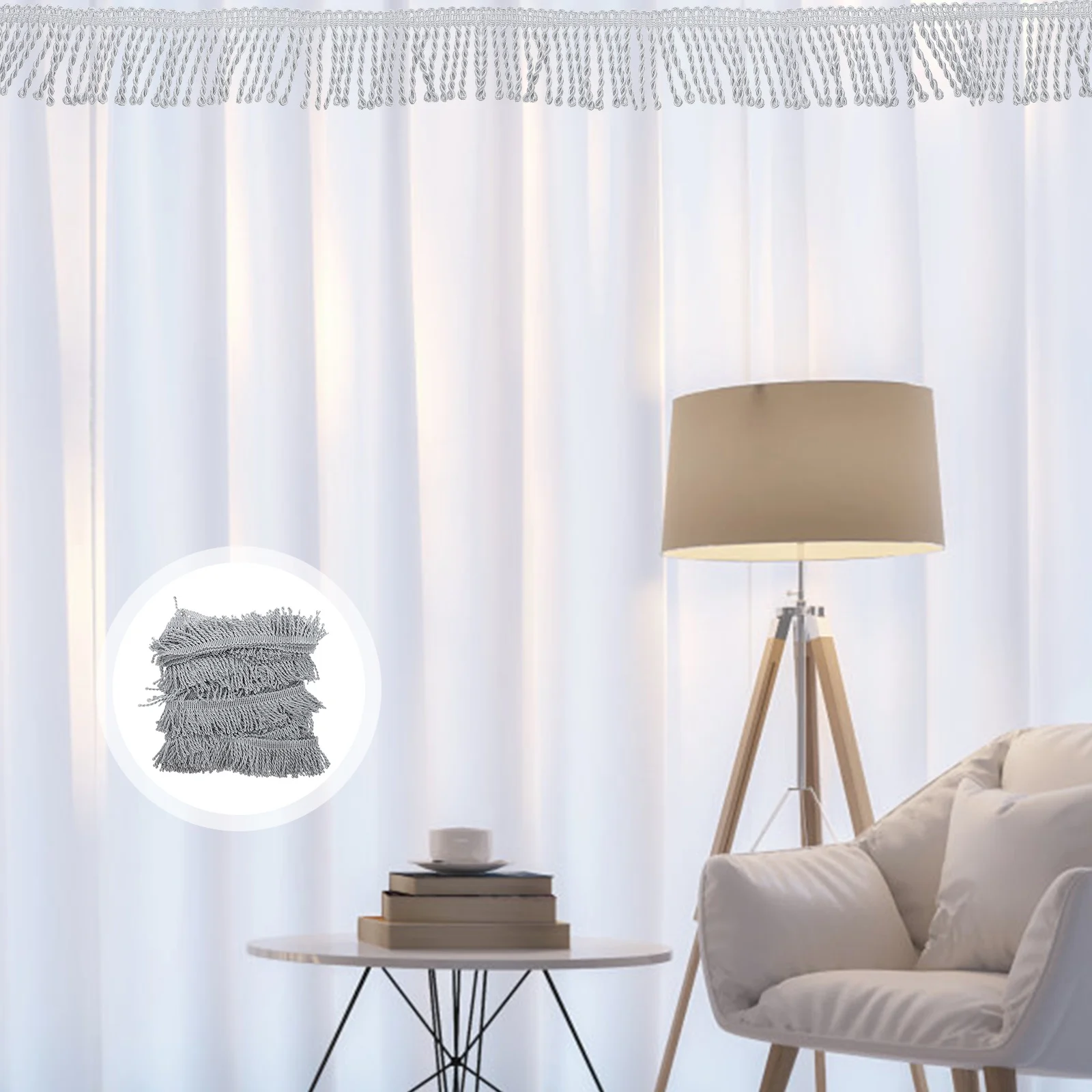 

1 Roll Fringed Trim Tassel Edging Durable Polyester Silk DIY Curtain Making Decorative Home Accent Fringed Trim