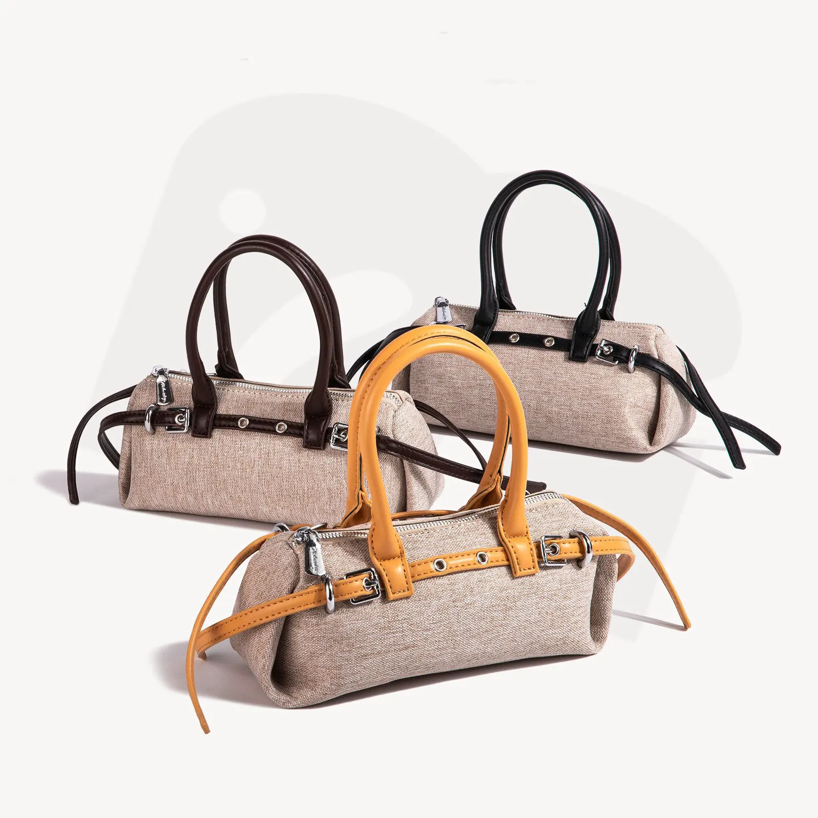 

Women's Commuter Baguette Bag, Fashion Solid Color Leather Tote & Crossbody Purse, Versatile Handbag for Work