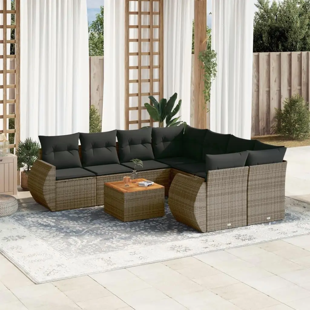 

Large Modular Grey PE Rattan Garden Sofa Set Outdoor Furniture Comfortable Seating for Patio and Backyard Lounge Area