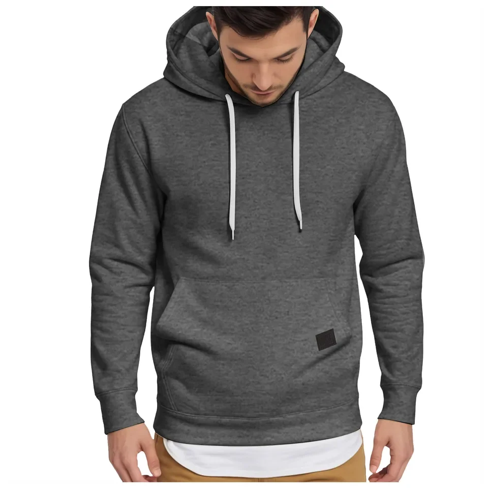 

Fashion Men's Casual Hoodie Solid Color Long Sleeve Sports Sweatshirt With Pocket Hooded Pullover Tops Sportswear Sudaderas