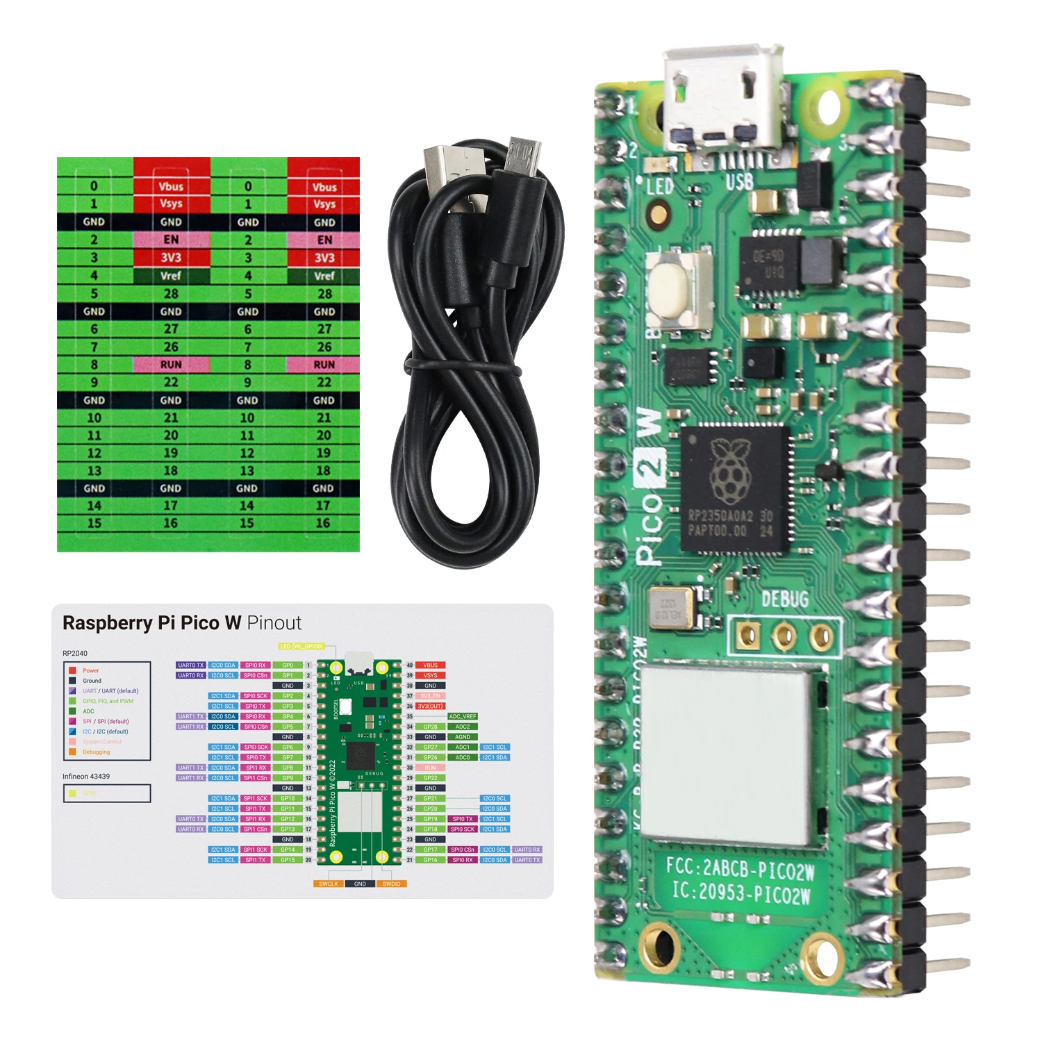 Freenove Raspberry Pi Pico 2 (W), microcontrolador RISC-V de doble brazo Cortex-M33 y Dual Hazard3, Python C Java, proyectos tutoriales