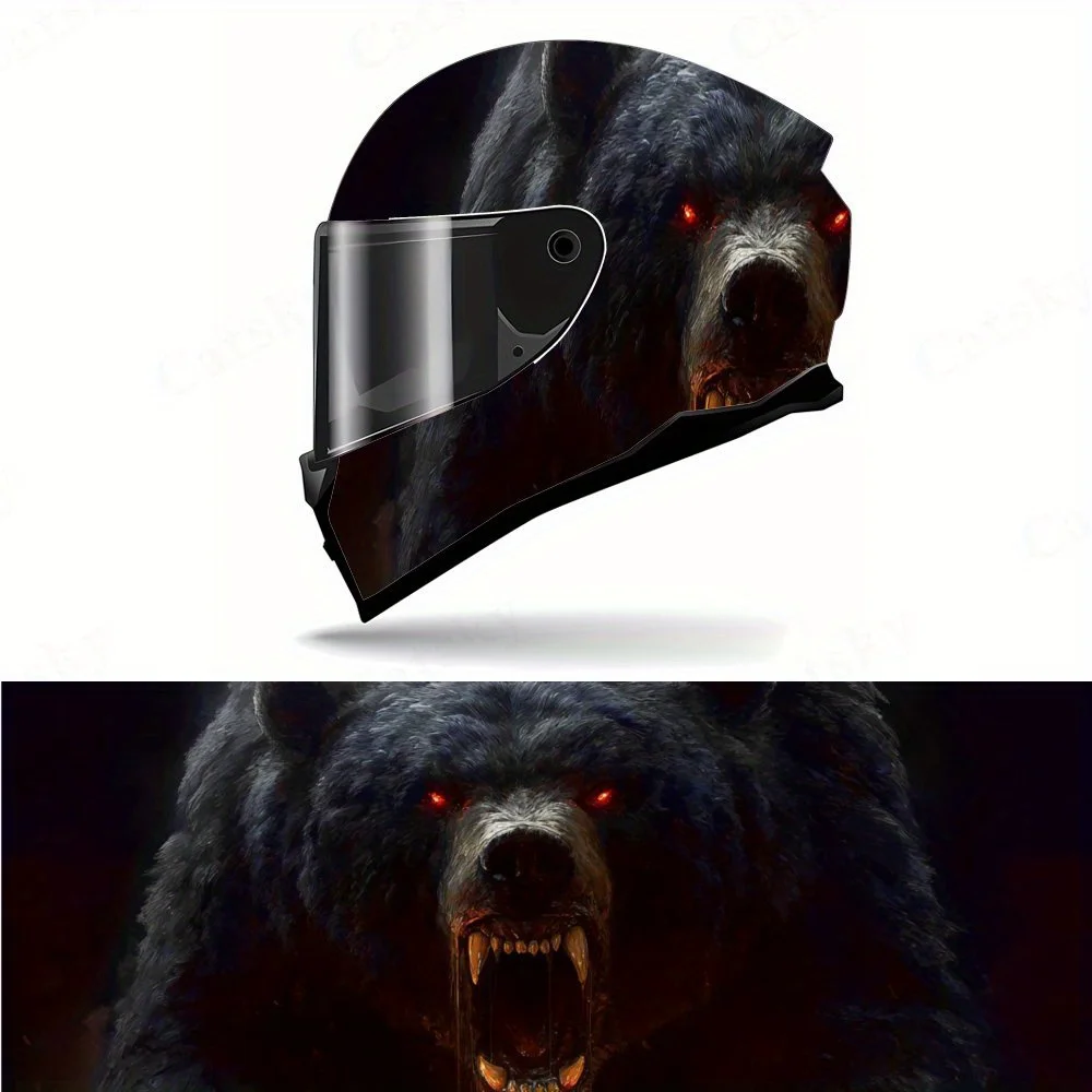 

Наклейка на мотоциклетный шлем Angry Black Bear — водонепроницаемая и устойчивая к царапинам, темно-красный и черный художественный узор, подходит для мото
