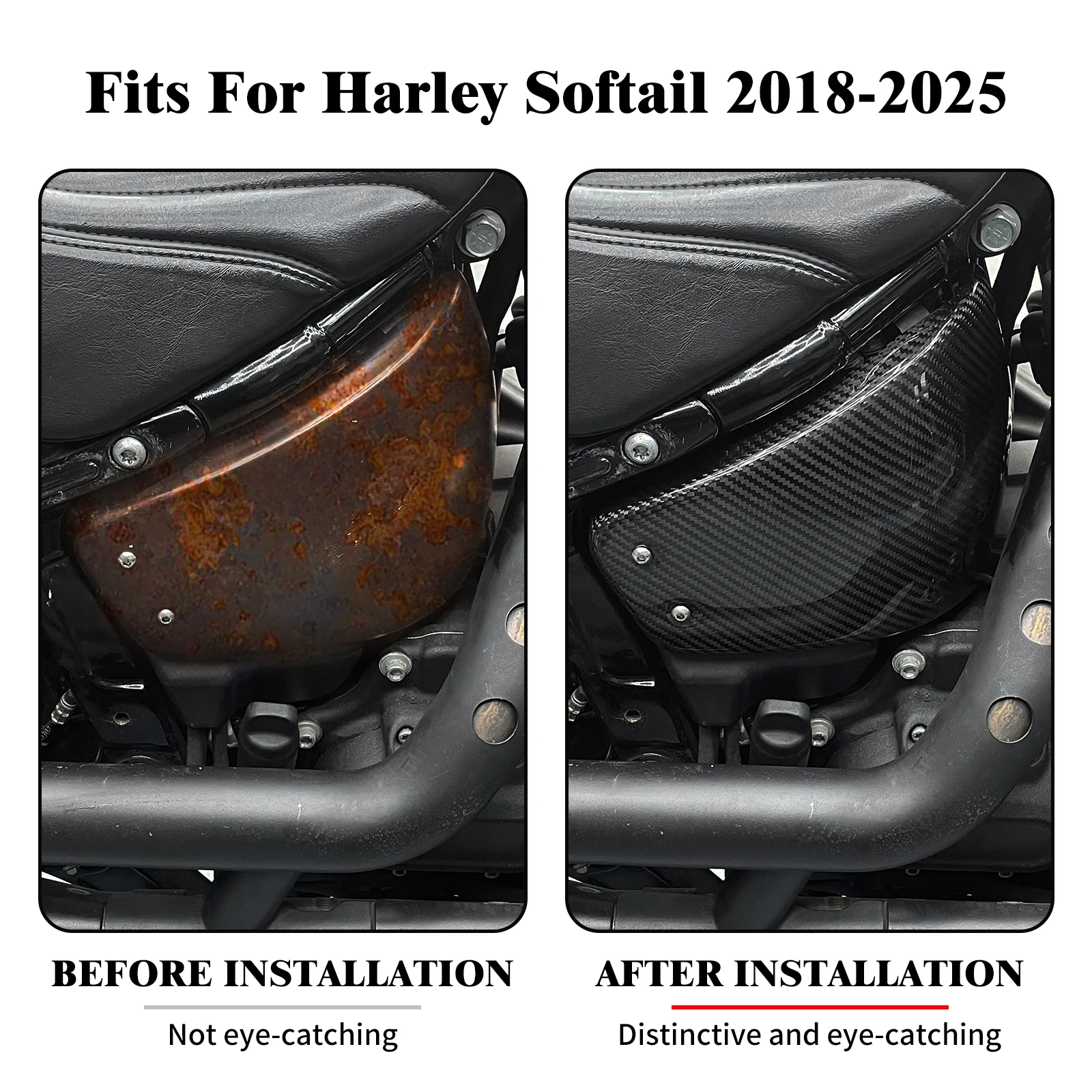 Motorcycle Battery Side Cover Carbon Fiber Fairing Kit For Harley Softail Low Rider Fat Boy Breakout Street Bob Deluxe 2018-2025
