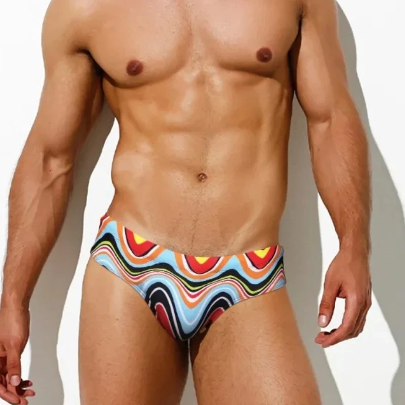 Sexy Low-waisted Swimming Trunks Sexy Bikini Gay Men Retro Swimwear Breathable Briefs Summer Quick Drying Surfing Beach Shorts