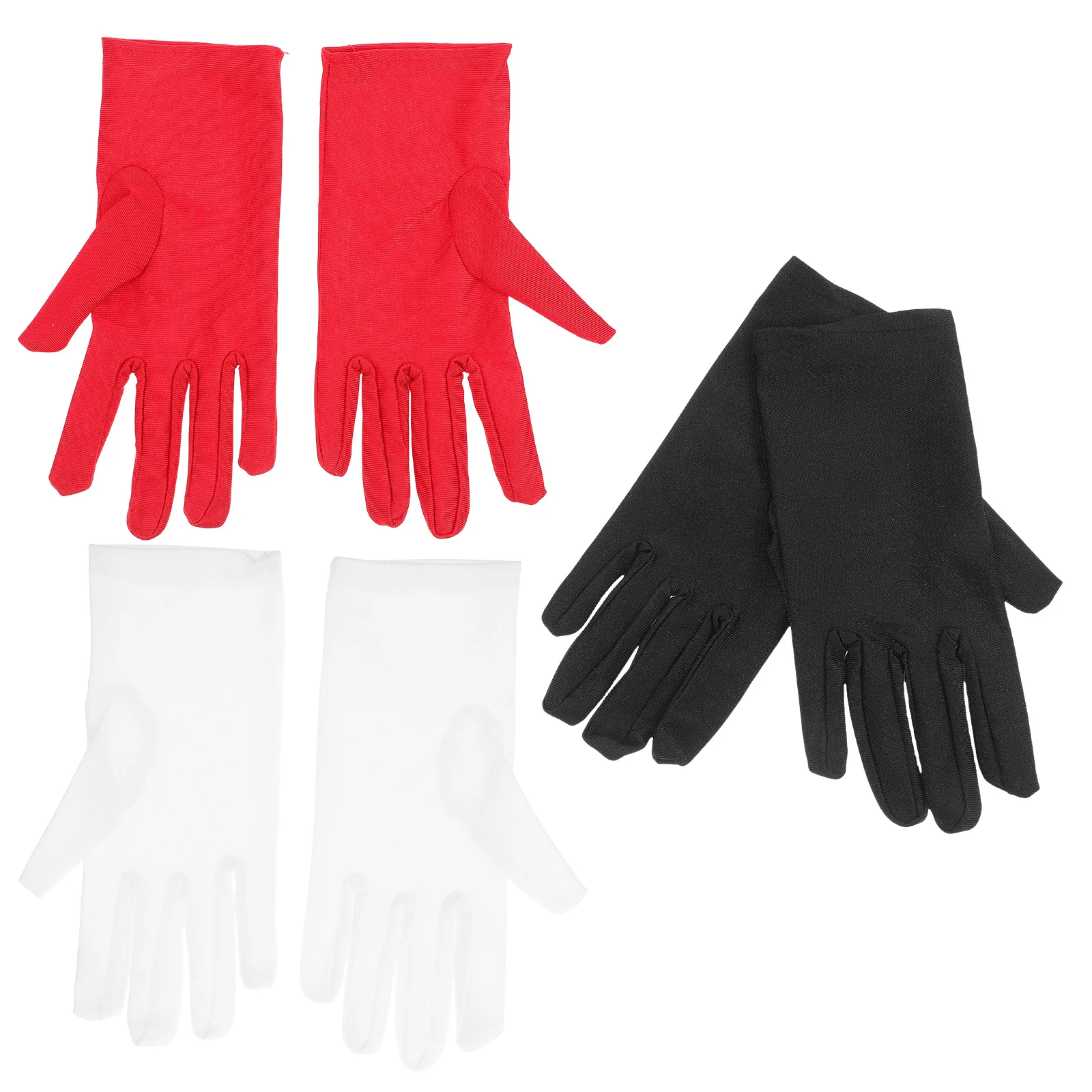 

3Pairs Moisturizing Gloves Smooth Spandex Fabric for Jewelry Art Handling Inspection Etiquette Gloves White Black Red