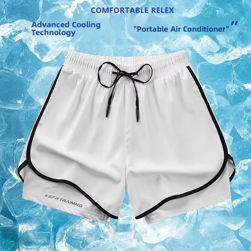 Ice Silk Sporty Three-quarter Length Shorts for Women Thin Quick-drying with Inner Summer Commute Style Straight Leg P...