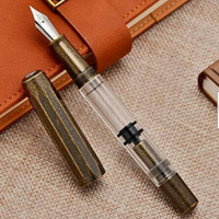 A+ Majohn T1 Piston Fountain Pen Vintage Brass Transparent Acrylic F Nib Ink Pen
