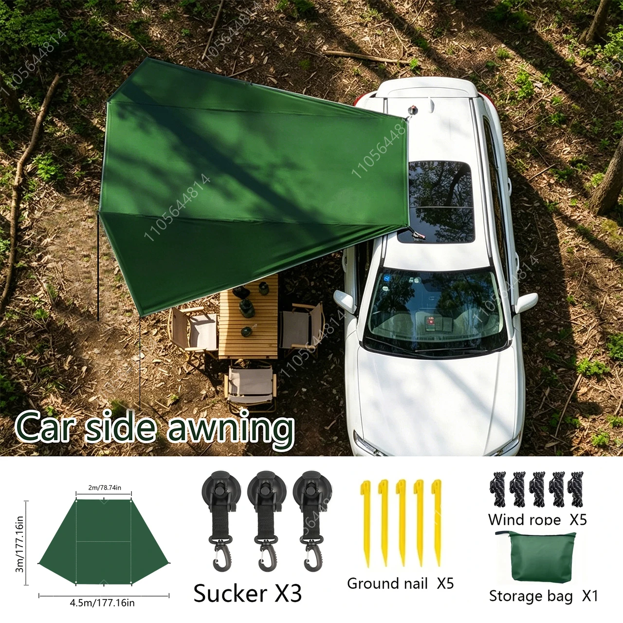Silver Coated Butterfly Car Side Awning Waterproof UV Block Portable Sun Canopy Tent For SUV Camping Outdoor Sun Protection