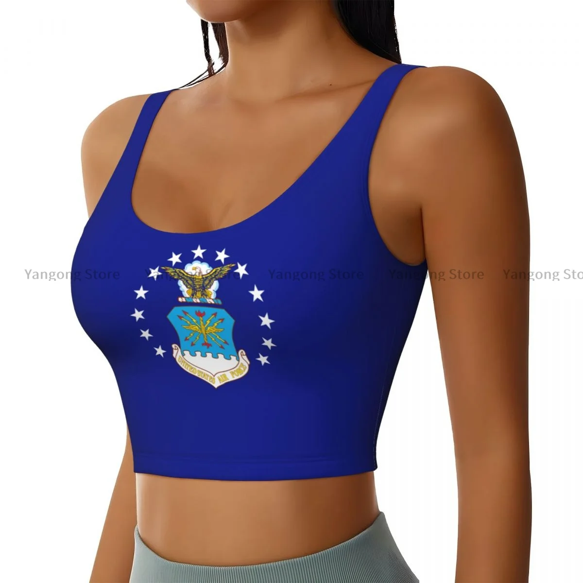 Yoga Vest Women Gym Sports Crop Tops US Air Force Flag Streetwear Workout Breathable Tank Top Female