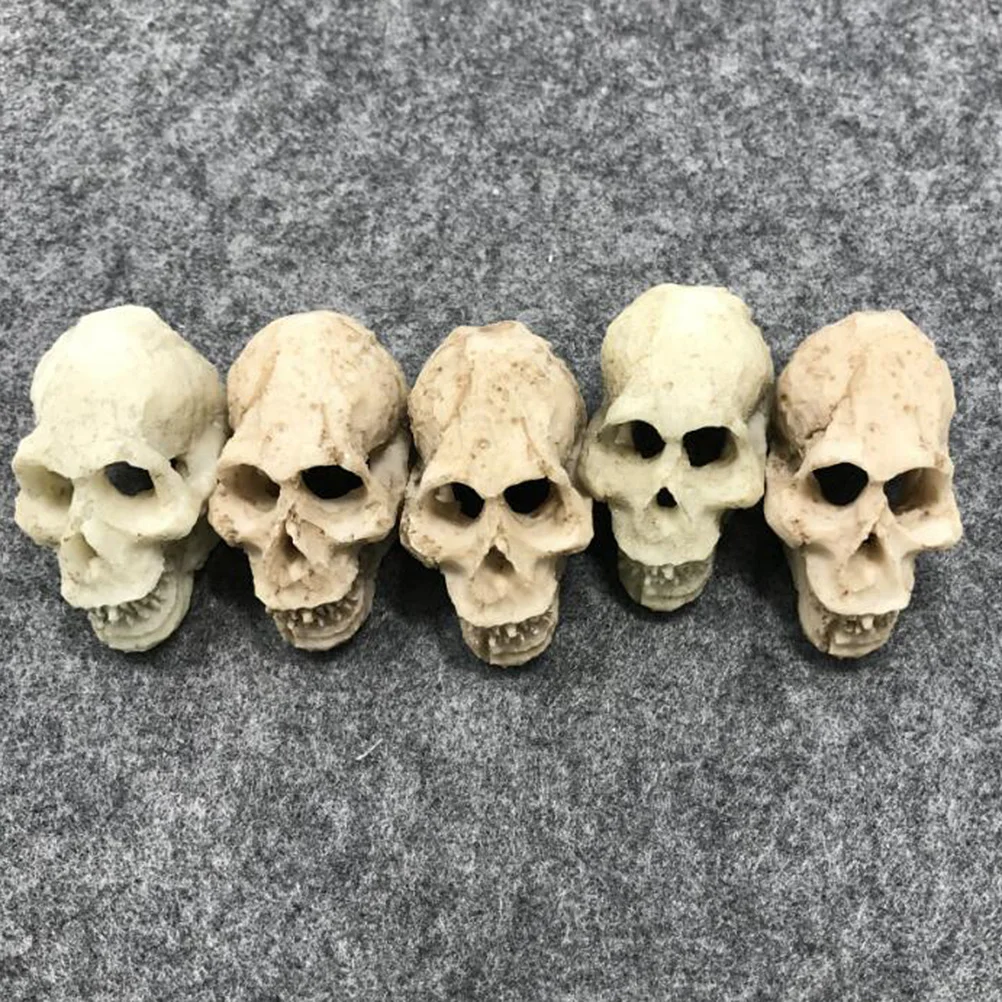 

2Pcs Mini Human Skull Simulation Resin Ornament Aquarium Reptile Pet Shelter Funny Decorative Landscaping Hideout