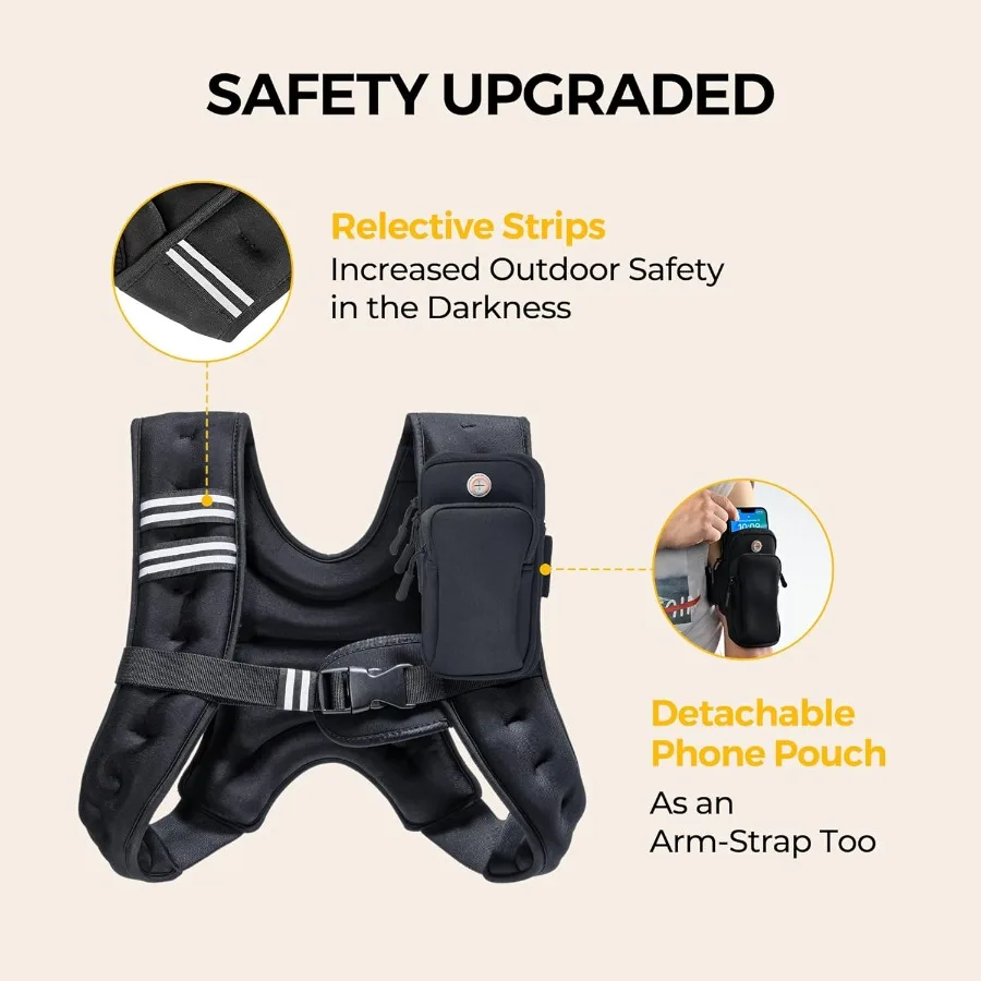 Colete ponderado ajustável para homens e mulheres: resistência ajustável de 4 lb a 30 lb com faixa reflexiva, ideal para treinamento de força