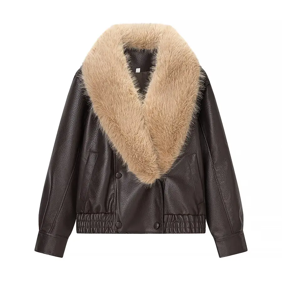 JNLEAOG femmes Faionable détachable en cuir Jaet manteau automne nouveau Design Sle sens polyvalent coupe ample longue Sve