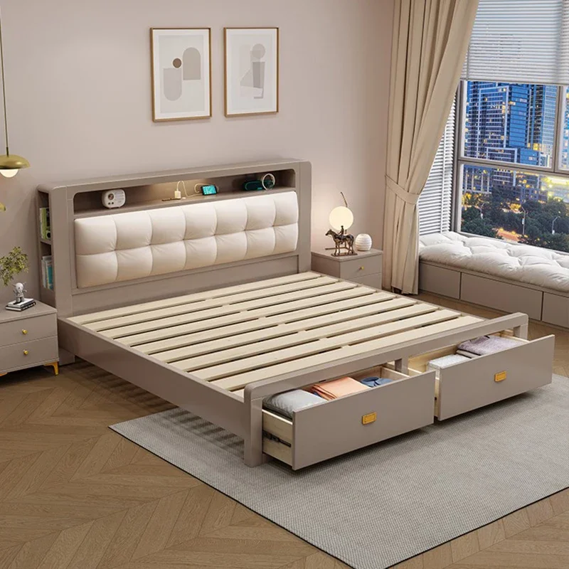 Twin Bed Queen Size Frames Bedframe Single Bedroom Beds Upholstered Frame Furniture Luxury Modern Family Base Lit Home Double WW