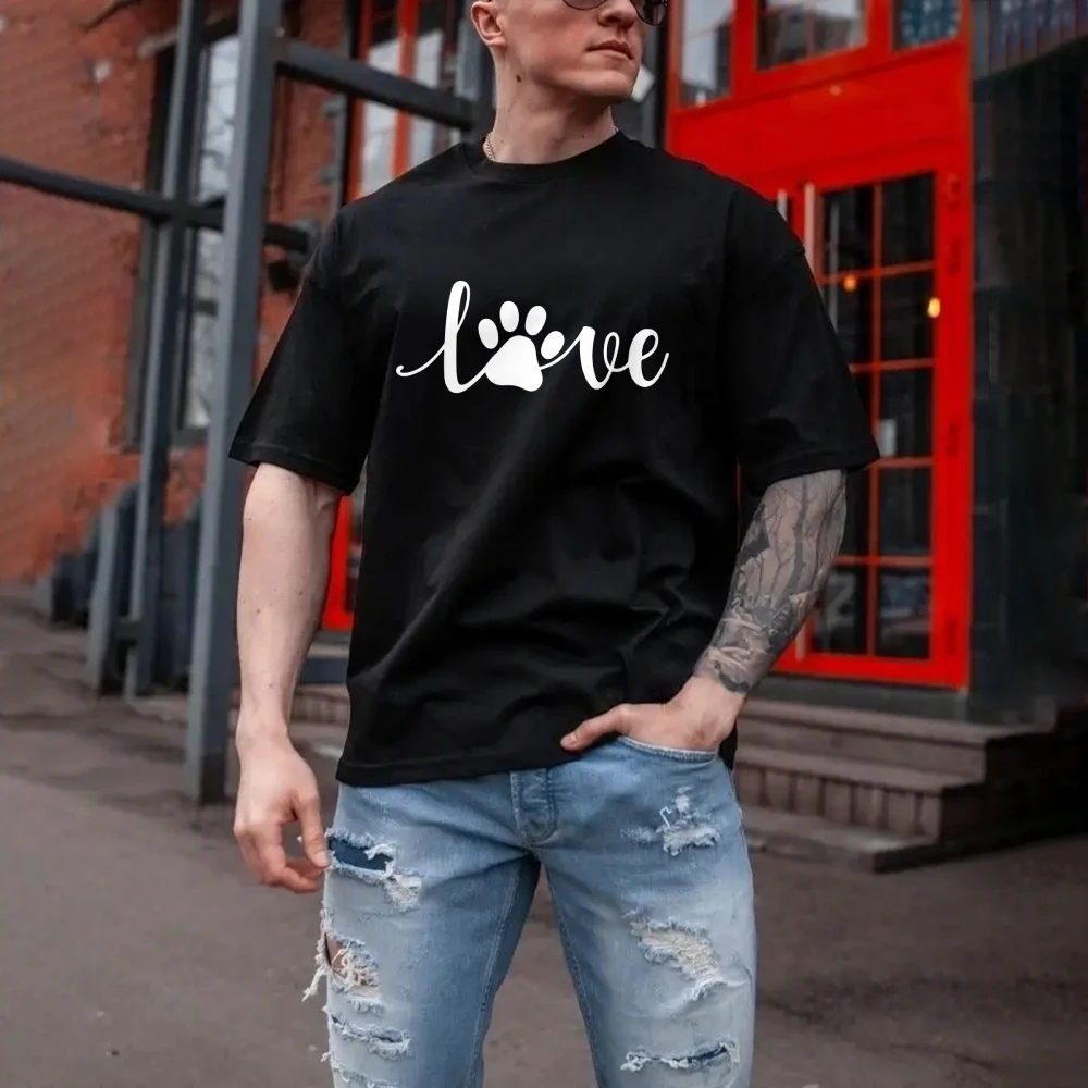 Paw Loveกราฟิกตัวอักษรเสื้อขนาดใหญ่Streetwear Coolเสื้อผ้าฤดูร้อนสวมใส่ผ้าฝ้ายBreathable Topเสื้อ