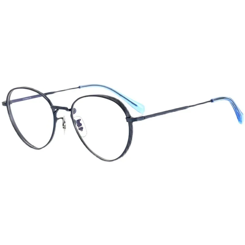 

Japanese design pure titanium ultra-light glasses frame retro hand-carved anti-blue light can be matched with myopia men's