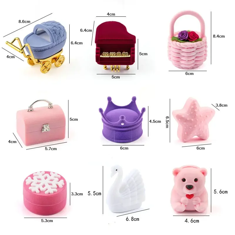 قطعة واحدة صندوق مجوهرات مخملي هدية حاوية علب خاتم الزواج صندوق خاتم حامل أقراط لعرض المجوهرات وحزمة المجوهرات