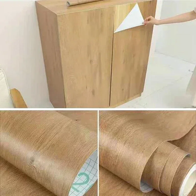 Rollo de papel tapiz de madera sintética Retro de grano de tablones de madera, pegatinas de pared autoadhesivas de PVC impermeables, papel tapiz de vinilo extraíble para restaurante