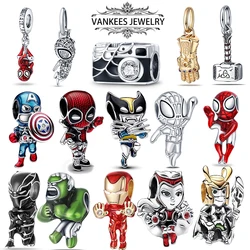 New Hot Sale 925 Sterling Silver Deadpool Charm Suitable for 925 Sterling Silver Women Bracelet DIY Fine Jewelry