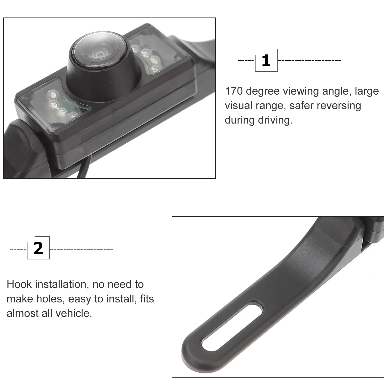 

Hook Installation Backup For Car No Drilling 170 Degree Reversing Camera Ip68 Waterproof Night Vision Rear View Camera Dustproof