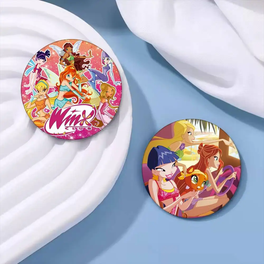 G-Girl Winx Catoon شارات أنيمي شارة ليزر مستديرة الكرتون بروش الملابس على ظهره اكسسوارات التلبيب