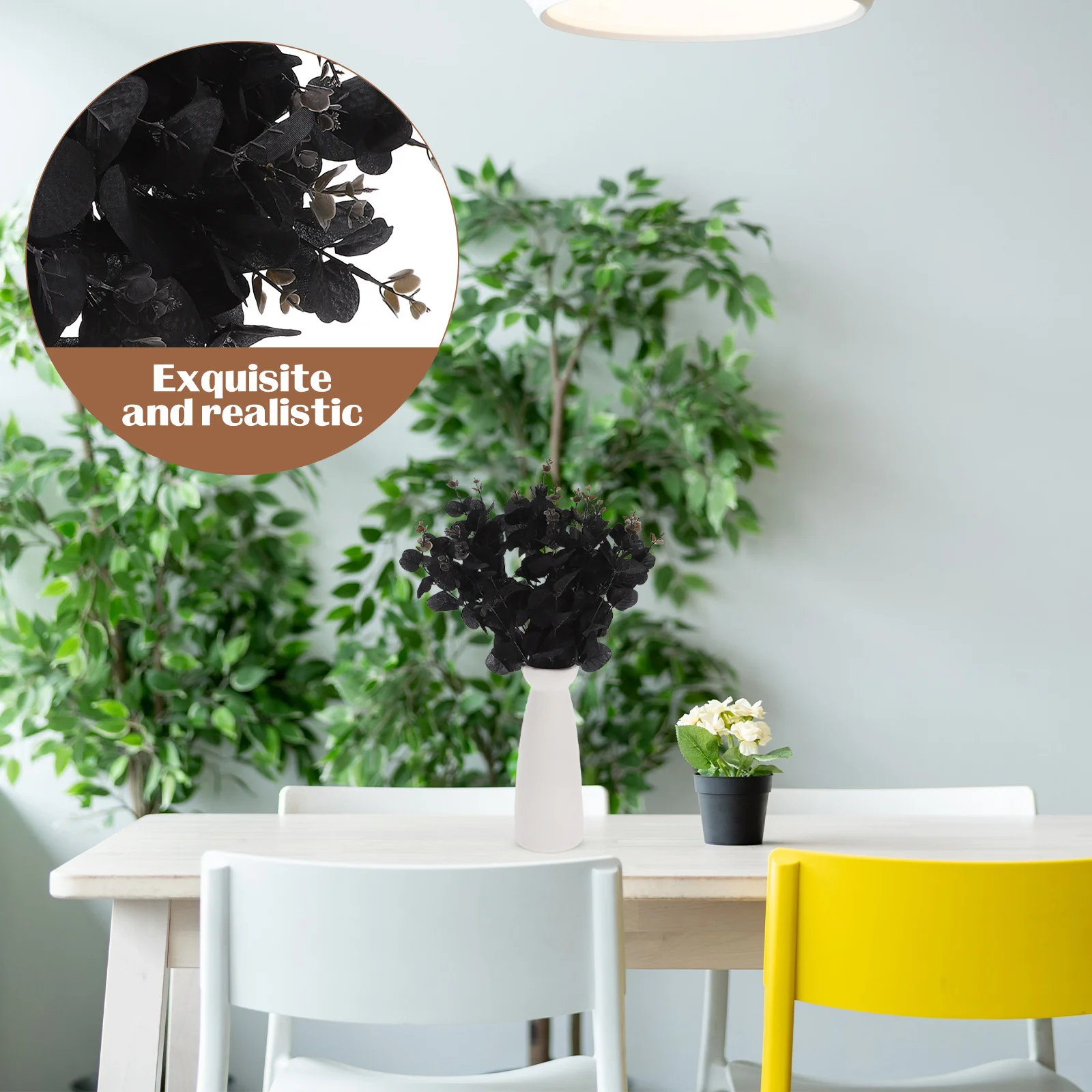 

6pcs Artificial Eucalyptus Leaves Fake Stems Branches Real Touch Faux Greenery Wedding Centerpiece Home Plant Decors Vase Floral