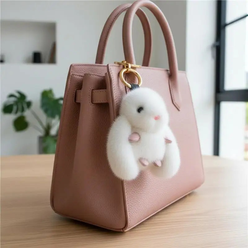 

1Pcs 10cm Cute Fluffy Rabbit Keychain Ring Plush Pompon Bunny Bag Pendant For Couple Car Key Ring Jewelry Gifts