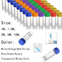 10ml-1ml Plastic Test Tube Small Bottle Sample Container Powder Process Screw Cap Office School Supplies Bottle