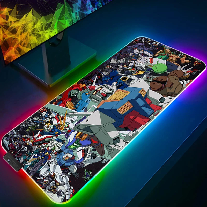RGB LED أنيمي ماوس حصيرة مكتبية مكتب جهاز كمبيوتر شخصي اكسسوارات ماوس الوسادة M-ميكانيكية W-warrior G-gundam الألعاب لوحة المفاتيح #5
