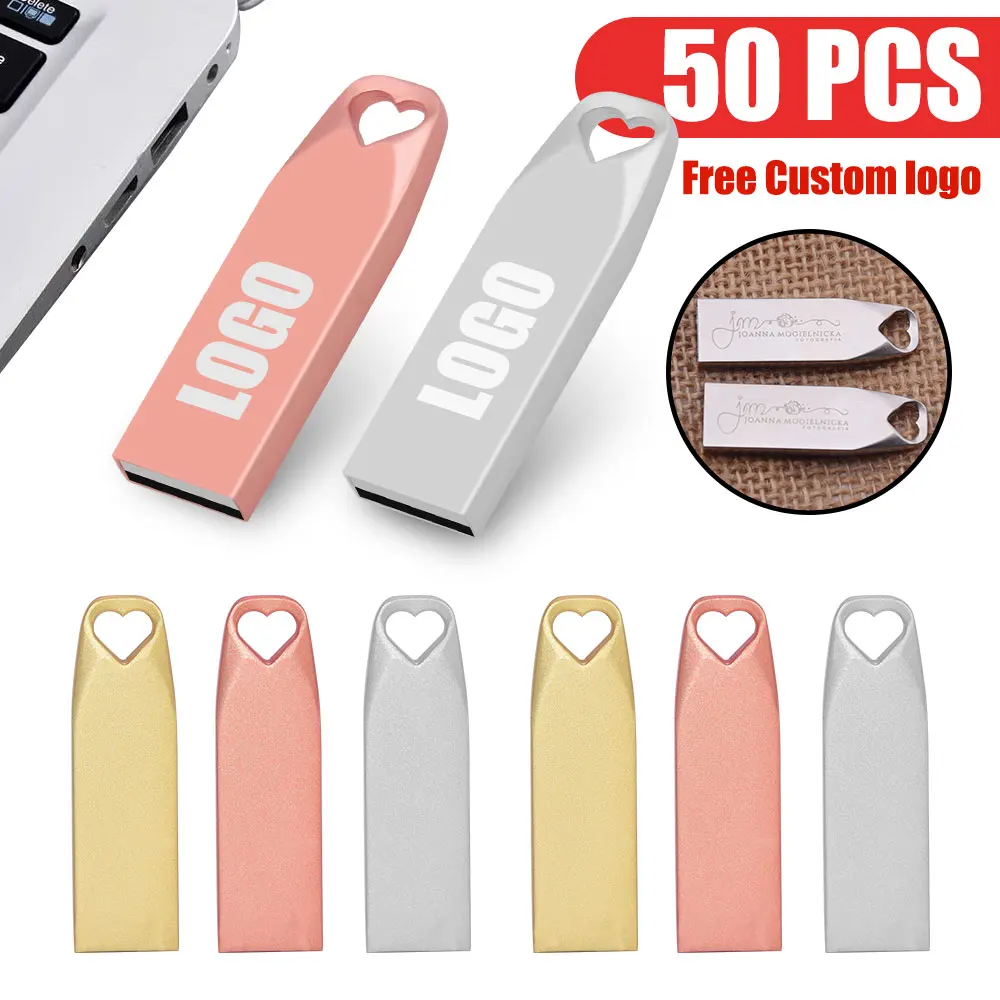 

50pcs/lot Free Custom Logo Metal Pendrive 2gb 1gb Business Gifts USB 2.0 Flash Drive 128mb 512mb 4gb Memory Stick Publicity