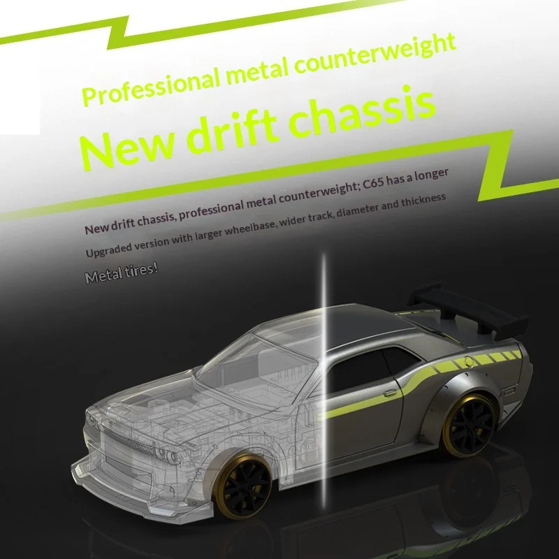 Turbo Racing 1:76 Full Proportion RC Mini-Fernbedienungsauto mit Hinterradantrieb, Drift-Auto C65, professionelles Gewichtsabstimmen und cooles Geschenk