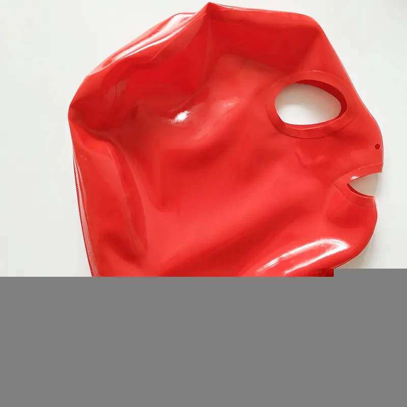 

Red Latex Hood Open Eyes and Mouth Rubber Mask Club Wear Cosplay