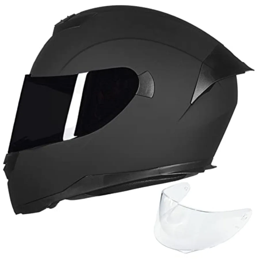 

Motocross and street bike full face helmet ABS plastic matte black DOT certified with dual visors